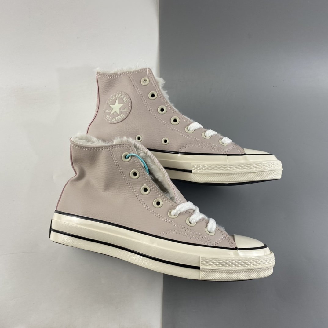 Plus velvet Converse Chuck 70s light pink leather high-top casual board shoes 569514C