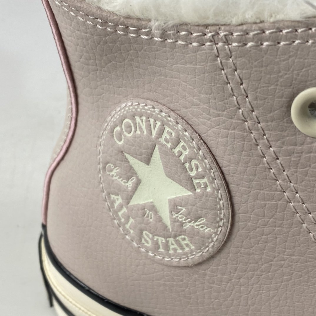 Plus velvet Converse Chuck 70s light pink leather high-top casual board shoes 569514C