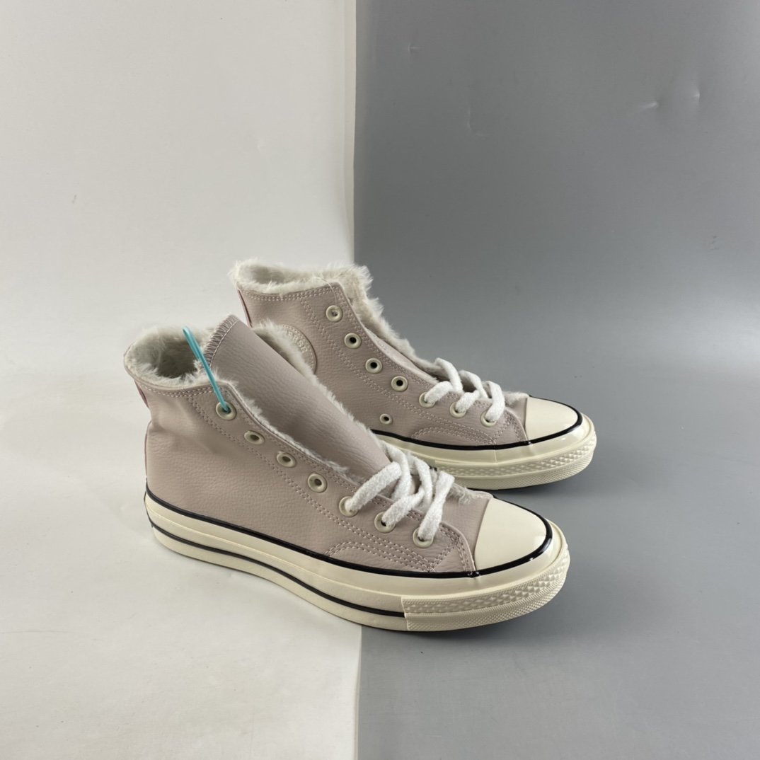 Plus velvet Converse Chuck 70s light pink leather high-top casual board shoes 569514C