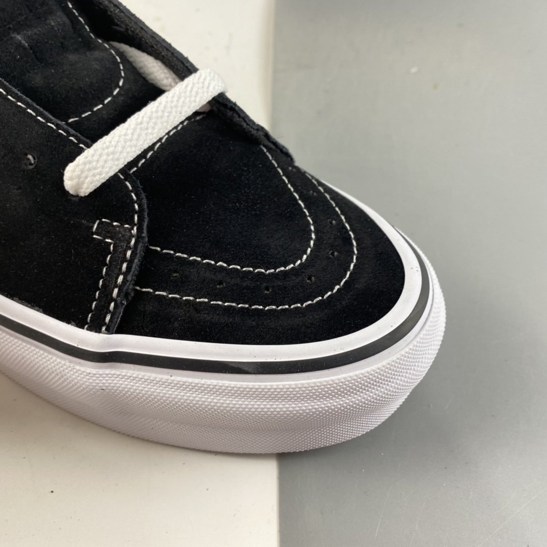 Vans SKate SK8-Mid Black and White Classic Mid Side Checkerboard Suede Canvas Skateboard Shoes VN0A5FCG625