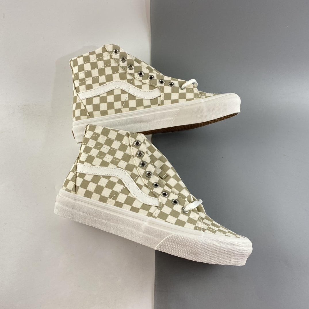 Vans SKate SK8-Hi milk tea color plaid high-top professional skateboard shoes VN0A4U169F01