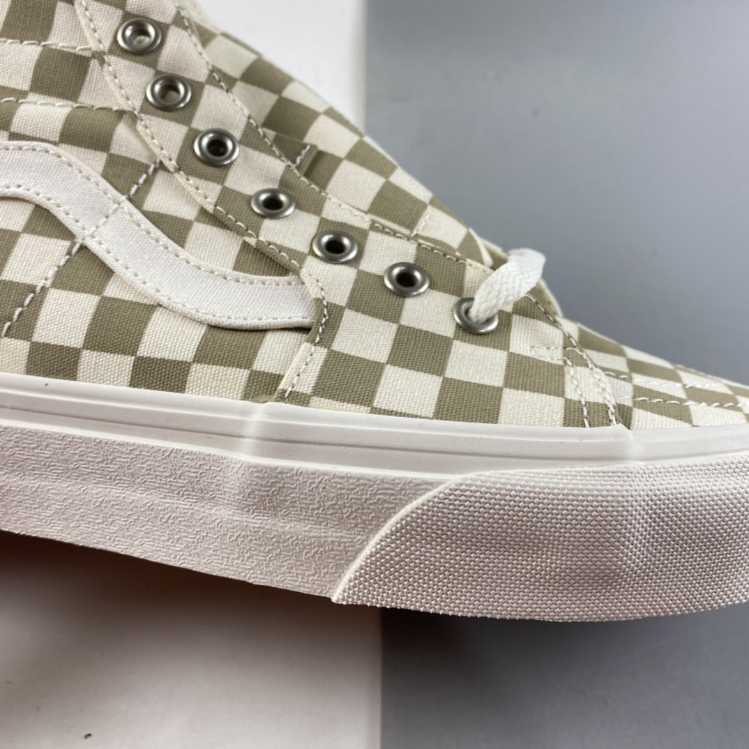 Vans SKate SK8-Hi milk tea color plaid high-top professional skateboard shoes VN0A4U169F01