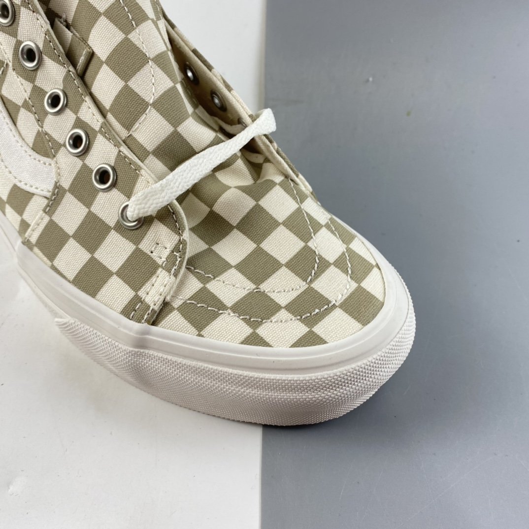 Vans SKate SK8-Hi milk tea color plaid high-top professional skateboard shoes VN0A4U169F01