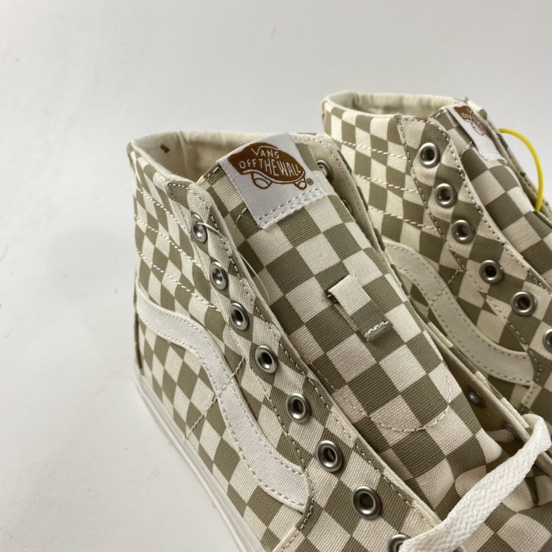 Vans SKate SK8-Hi milk tea color plaid high-top professional skateboard shoes VN0A4U169F01