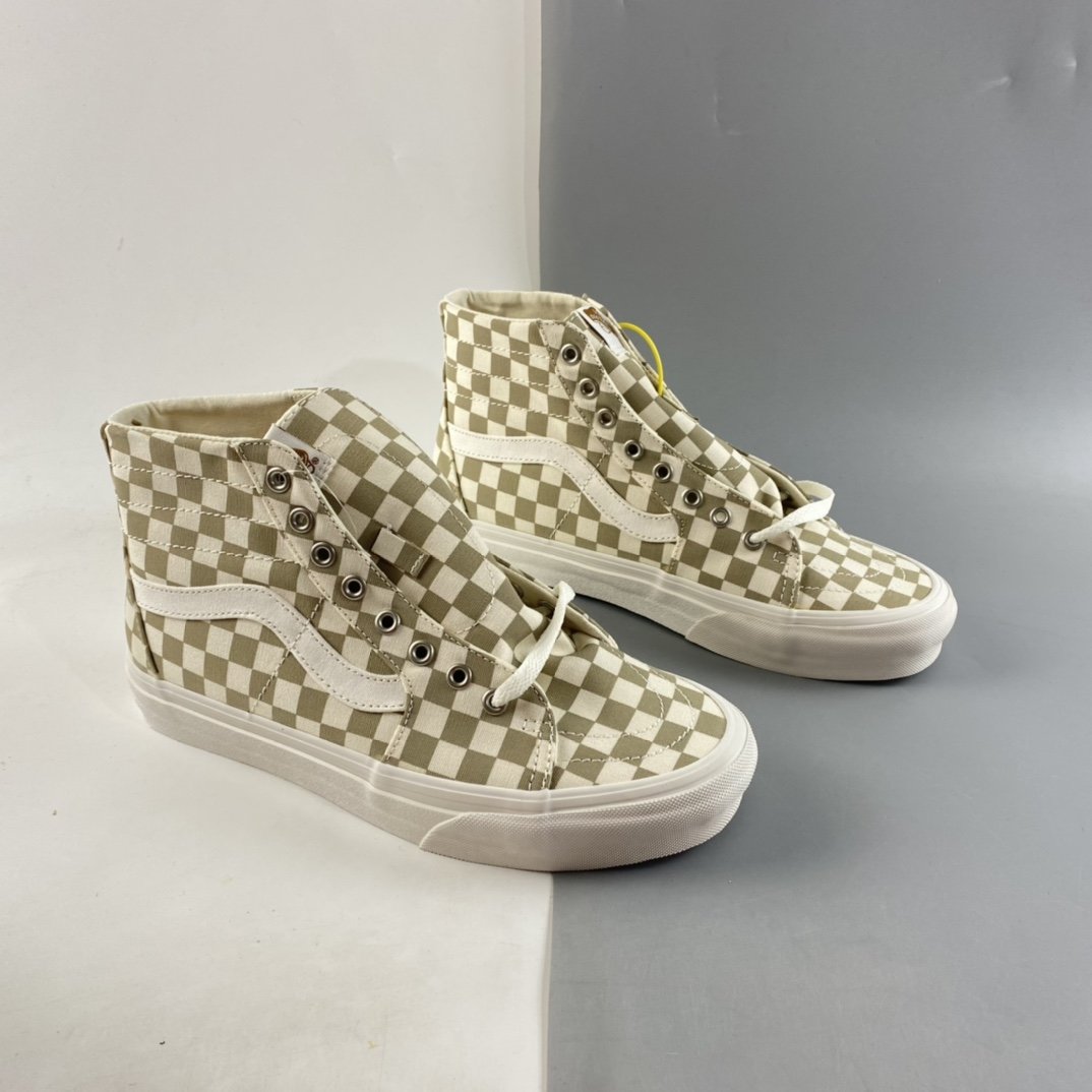 Vans SKate SK8-Hi milk tea color plaid high-top professional skateboard shoes VN0A4U169F01