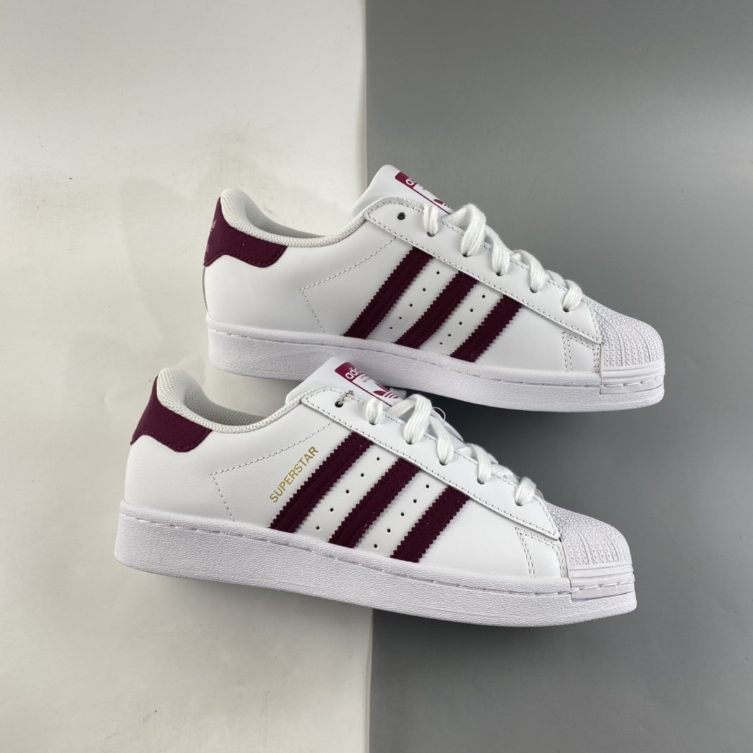 Adidas Originals Superstar Shell Head Nylon Wine Red Label Casual Sneakers S42645