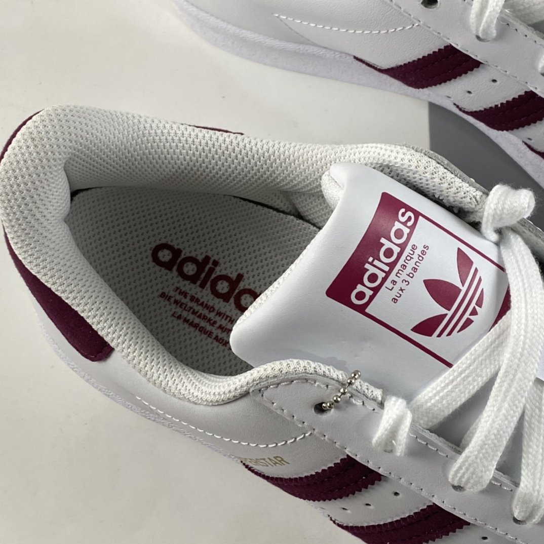 Adidas Originals Superstar Shell Head Nylon Wine Red Label Casual Sneakers S42645