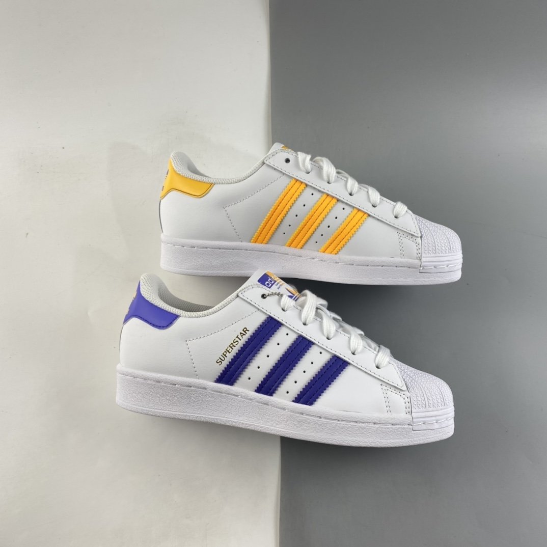 Adidas Originals Superstar shell head mandarin duck fluorescent yellow and blue standard casual shoes FX5529