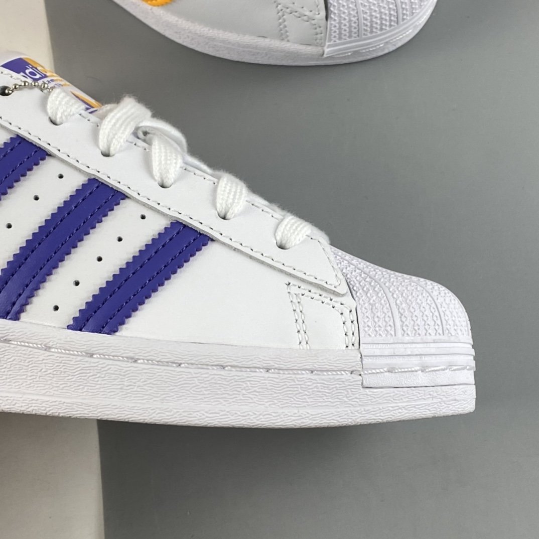 Adidas Originals Superstar shell head mandarin duck fluorescent yellow and blue standard casual shoes FX5529