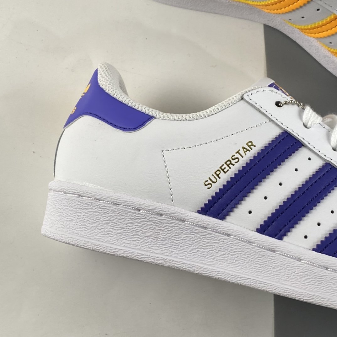 Adidas Originals Superstar shell head mandarin duck fluorescent yellow and blue standard casual shoes FX5529