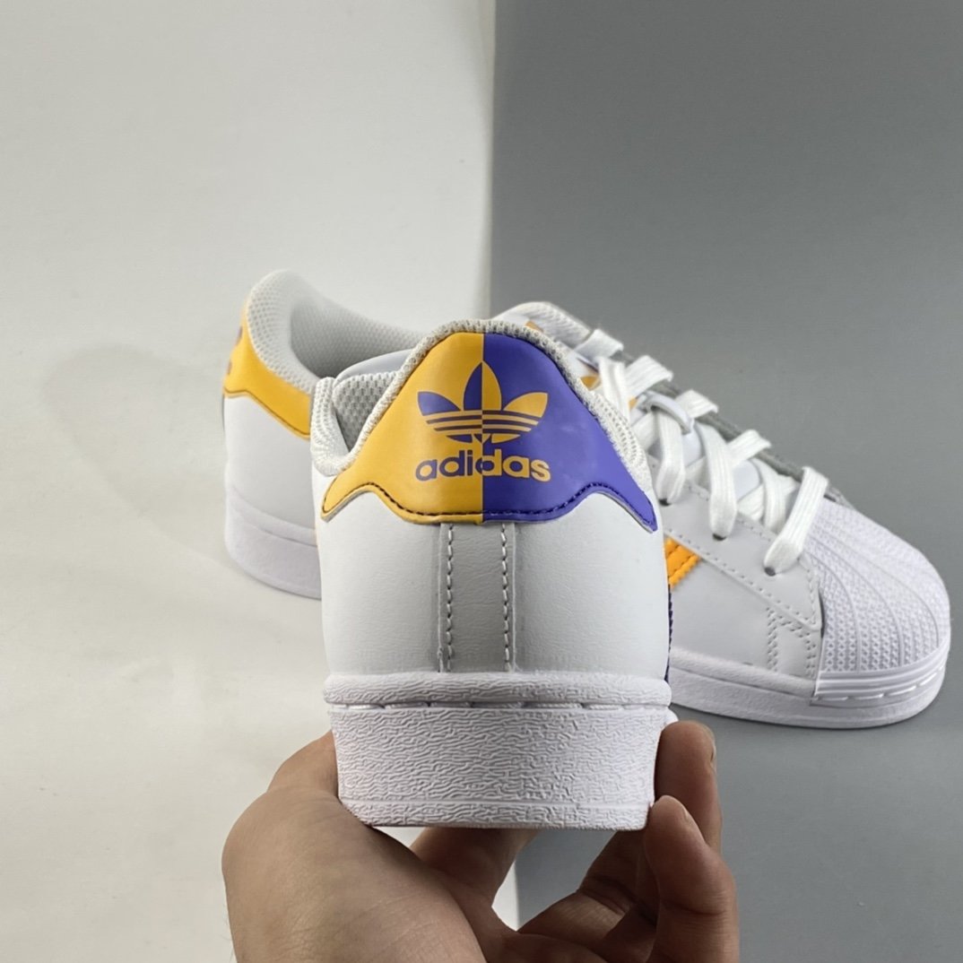 Adidas Originals Superstar shell head mandarin duck fluorescent yellow and blue standard casual shoes FX5529