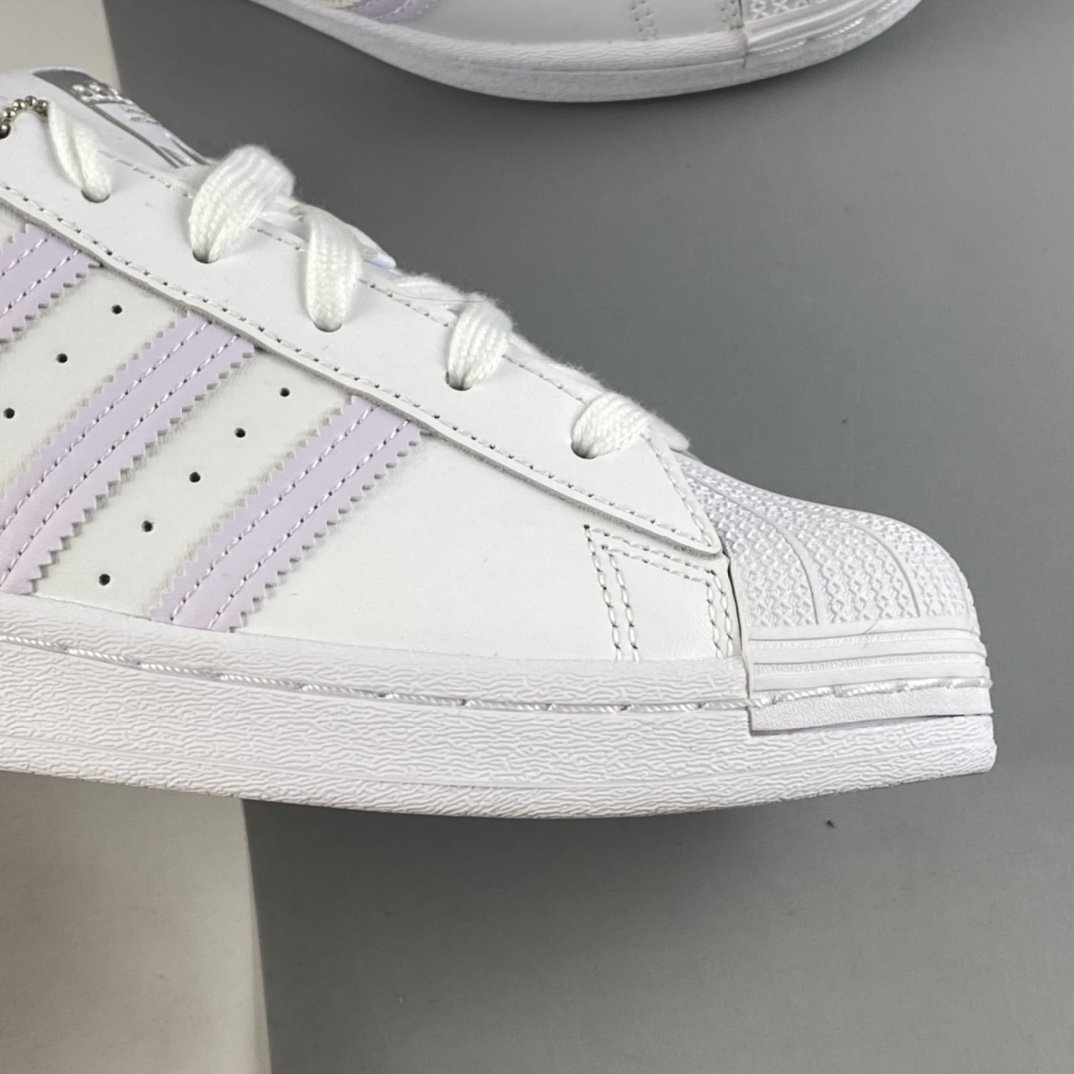 Adidas Originals Superstar Shell Head Light Purple Silver Standard Casual Board Shoes 21 Silver Label FV3374