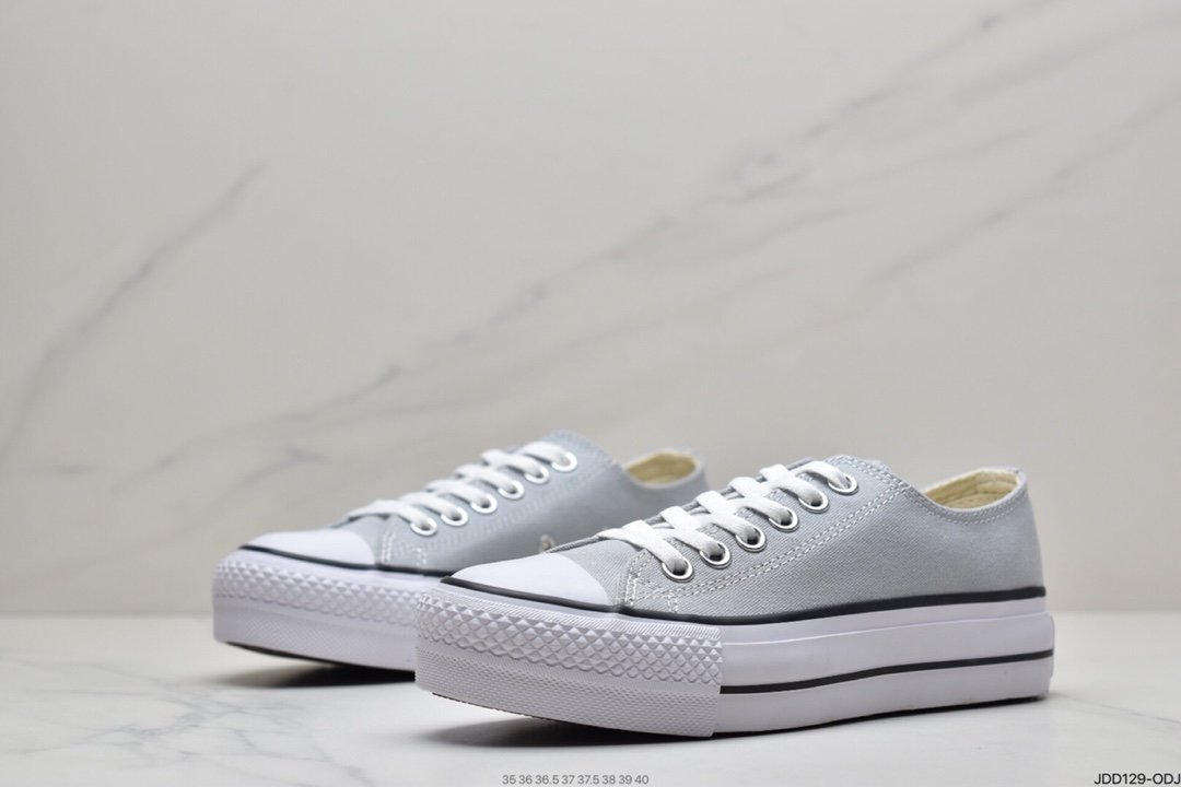 CONVERSE Samsung standard 1970S haze gray blue thick bottom high-top women's canvas shoes 566757C