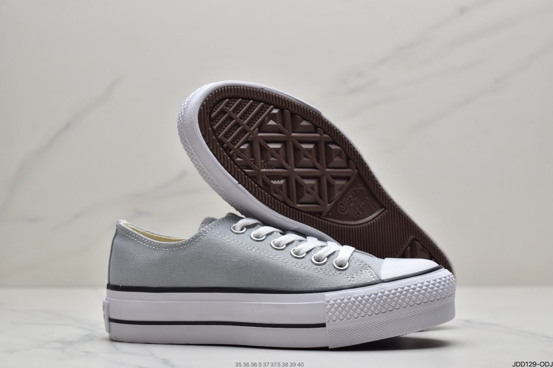 CONVERSE Samsung standard 1970S haze gray blue thick bottom high-top women's canvas shoes 566757C