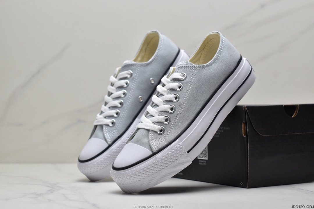 CONVERSE Samsung standard 1970S haze gray blue thick bottom high-top women's canvas shoes 566757C