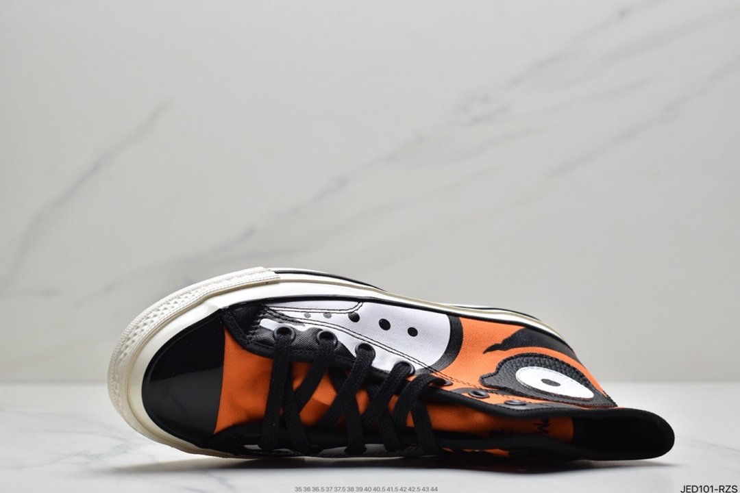 Converse/ SOULGOODS joint high-top skate shoes/black and white orange 169906C