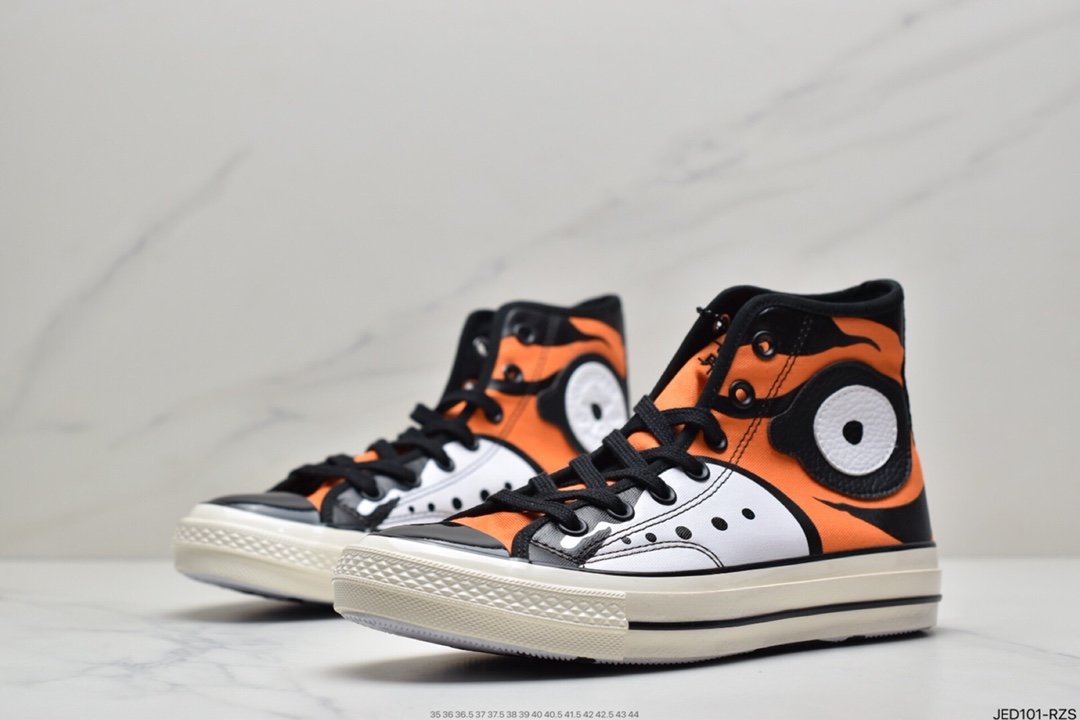 Converse/ SOULGOODS joint high-top skate shoes/black and white orange 169906C