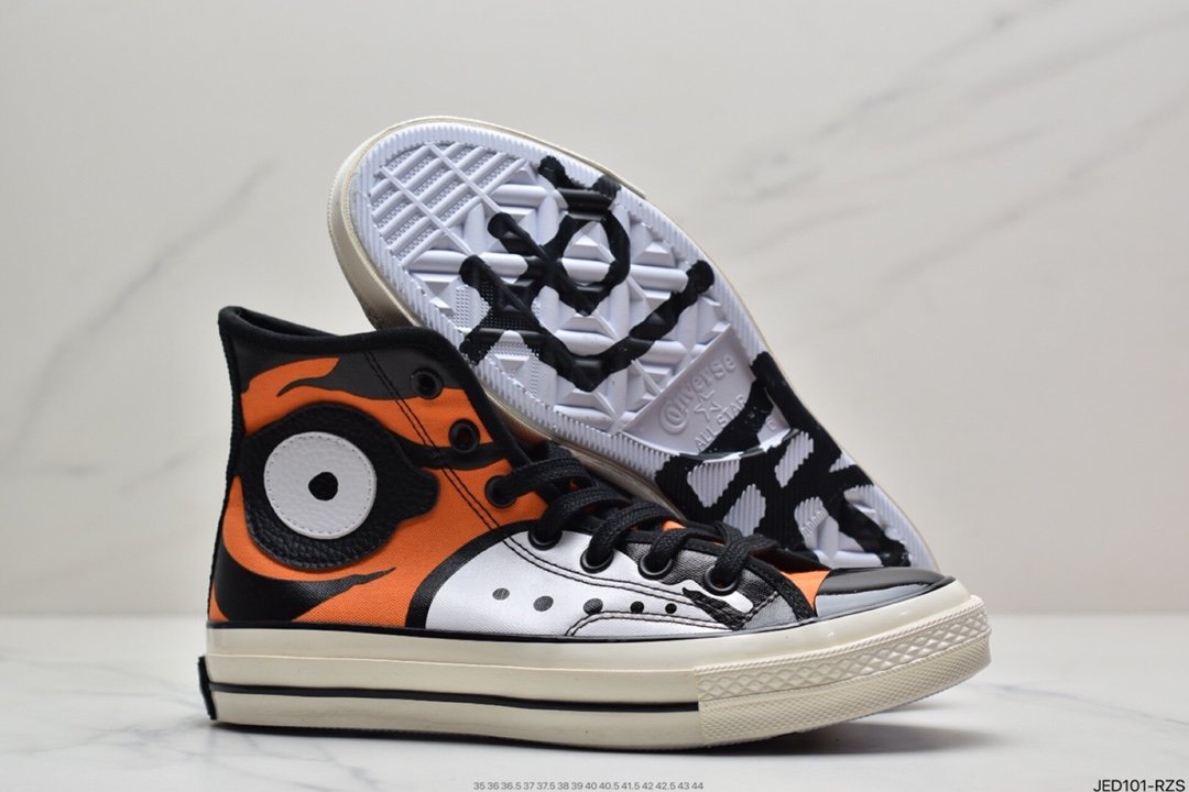 Converse/ SOULGOODS joint high-top skate shoes/black and white orange 169906C