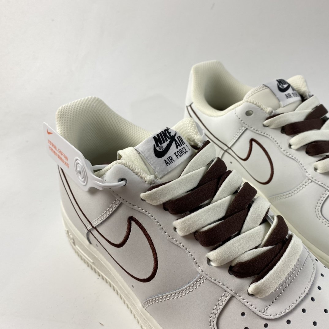 NIKE Air Force 1 Low '07 ”Beige Embroidered Hook” Low Top Casual Sneakers CL6326-138