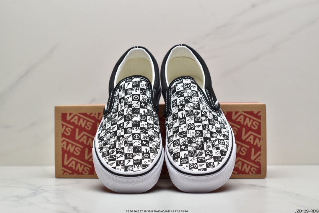 Vans Og Classic Slip-On Canvas Vulcanized Lazy Slip-On Low-Top Skateboards